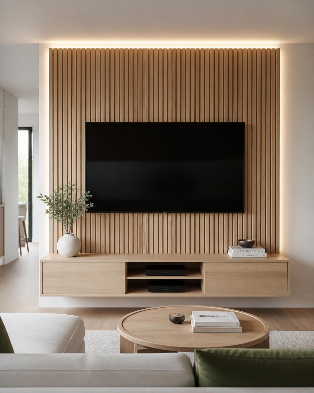 Painel de TV Ripado Nord com LED